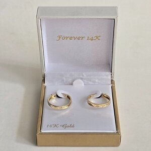 Forever 14K 14k Gold Tri Tone Diamond Cut Hoop Earrings